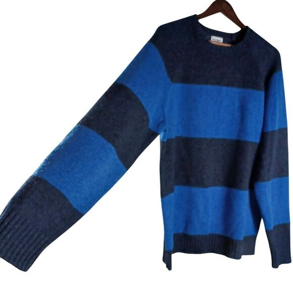 Old Navy Wool Rugby Striped Men's Sz L Long Sleeve Casual Warm Blue Grey Sweater - Picture 4 of 10